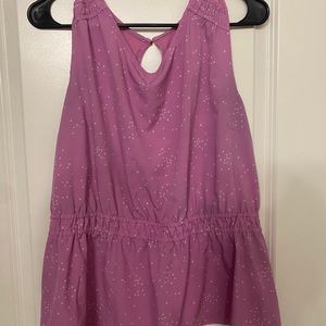 Pink polka dot peplum blouse